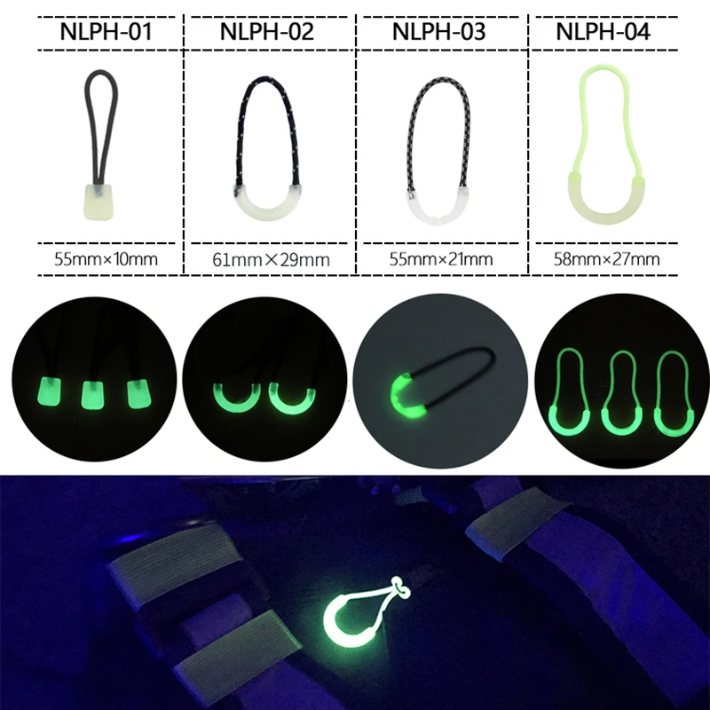 Deslizadores luminosos, tiradores de cuerda con cremallera, accesorios tácticos, hebilla de cuerda de riel de tracción de extensión, equipo EDC para mochila de ropa - imagen 3