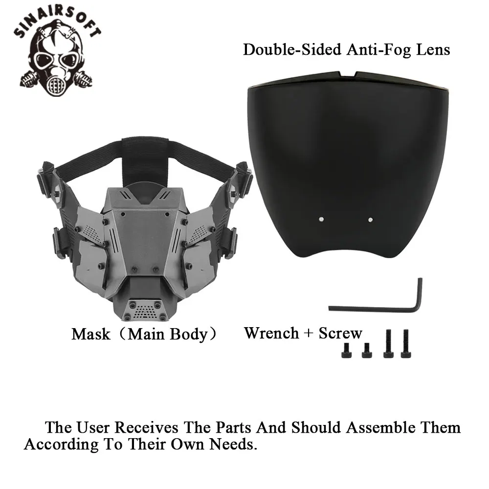 Cyberpunk máscara de Comandante Táctico de Cosplay, máscara de Paintball antivaho de cara completa, doble cara desmontable, equipo de protección CS Airsoft - imagen 4