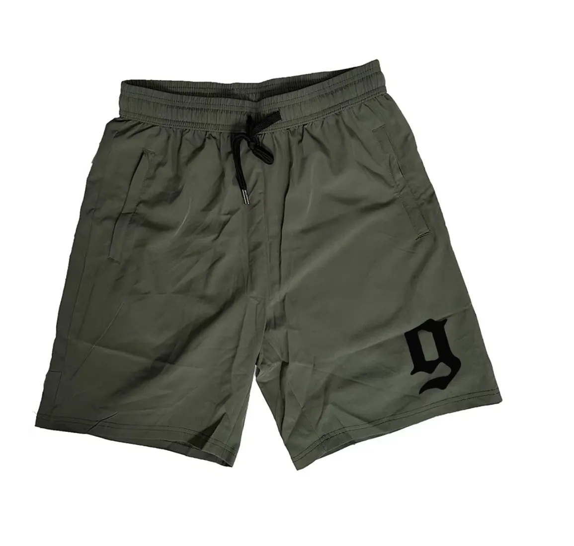 Pantalones cortos secado rápido negro/verde para aire libre y correr - imagen 2