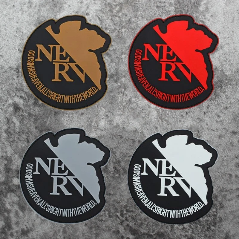 Brazalete de PVC Evangelion NERV, parches tácticos militares, insignia de moral luminosa azul marino, gancho y bucle rojo en mochila, pegatinas para ropa