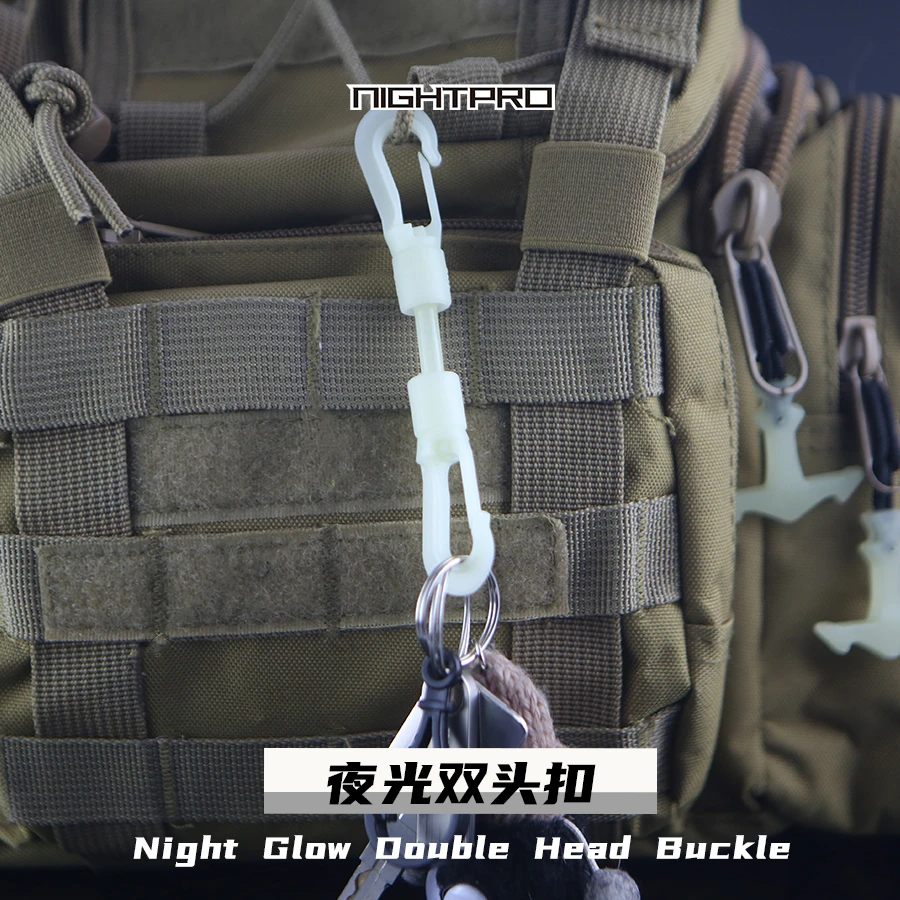 Hebilla de cuerda elástica luminosa, hebilla de doble extremo con botón, cremallera para mochila de Camping táctico, montañismo, decoración de equipo DIY - imagen 2