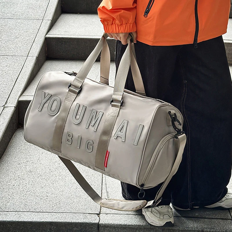 Bolsa de lona deportiva para gimnasio, bolsa de Yoga seca y húmeda con paquete de zapatos para acampar al aire libre, senderismo, escalada, equipaje grande, bolsa portátil - imagen 3