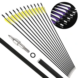 ‌ Flecha de carbono para tiro con arco SP500 ID6.2mm OD7.8mm 30 ''eje de flecha con punta ancha de 100gr para tiro de caza con arco al aire libre 6/12 Uds ‌