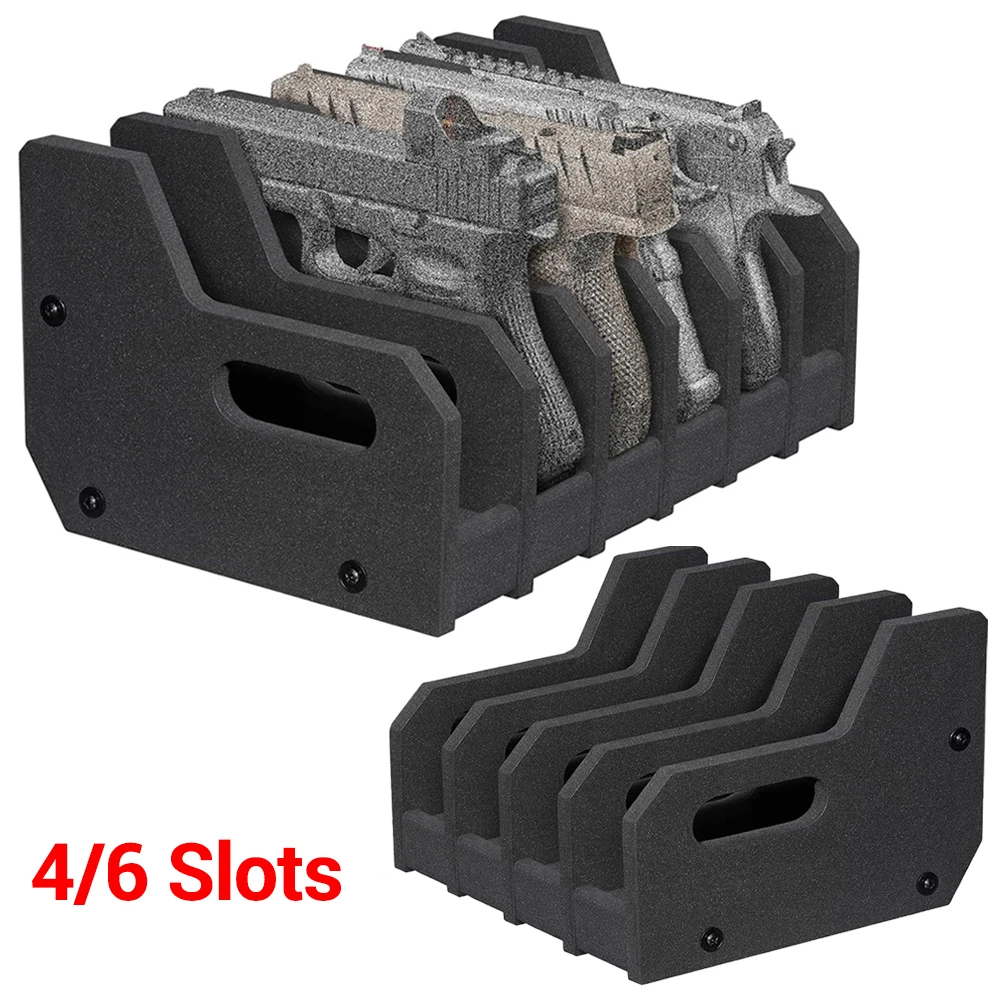Estante para pistola con 4/6 ranuras, estante para pistola de espuma suave EVA para almacenamiento de gabinete seguro, soporte para pistola, accesorios para pistola de caza