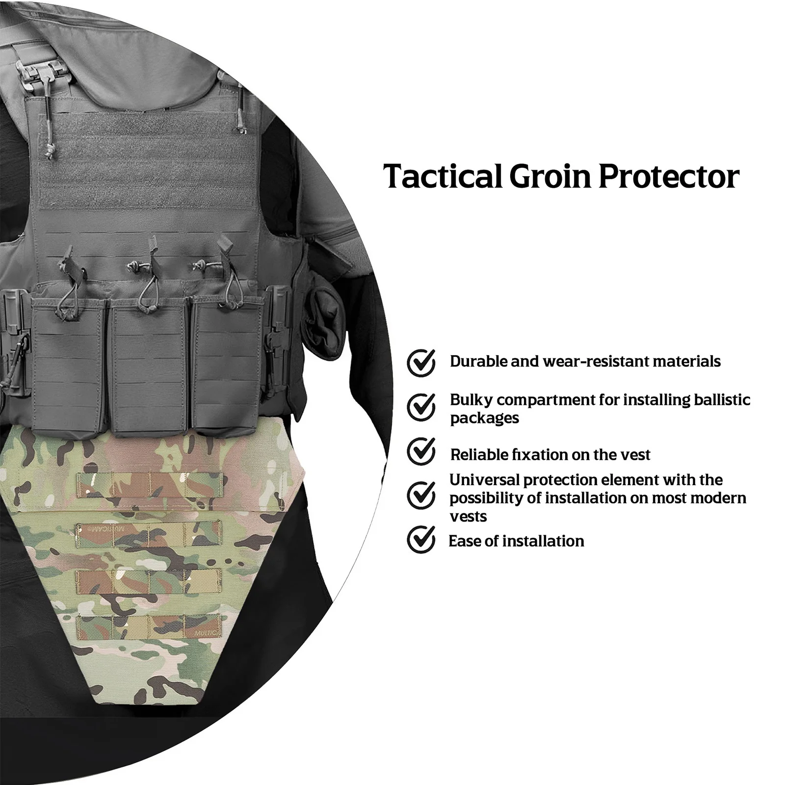 Chaleco táctico plisado para protección de la ingle, equipo militar, soporte de placa corporal MOLLE Airsoft, accesorio, juego de guerra Airsoft - imagen 5