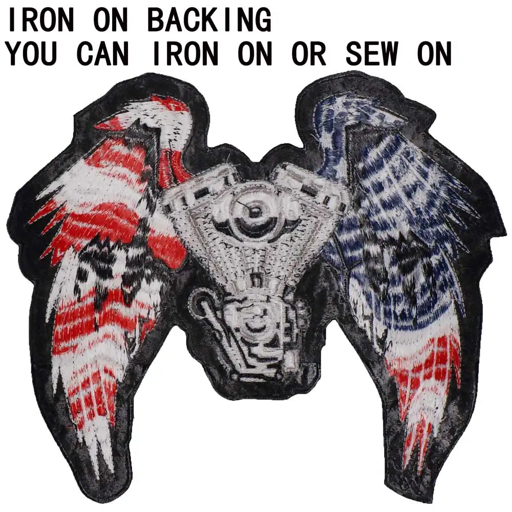 Parches grandes bordados de alas mecánicas, apliques de costura y hierro, banda de motorista punk Hip Hop, ropa de Rock, artículo esencial - imagen 2