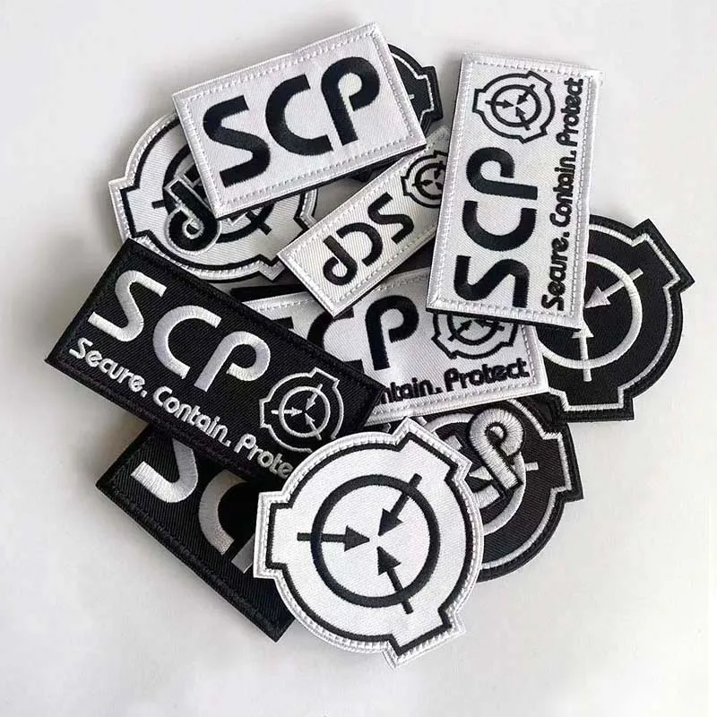 Parches de gancho y bucle bordados con apliques de tela Embleem de base SCP, insignias tácticas para amantes sobrenaturales en mochila, sombrero
