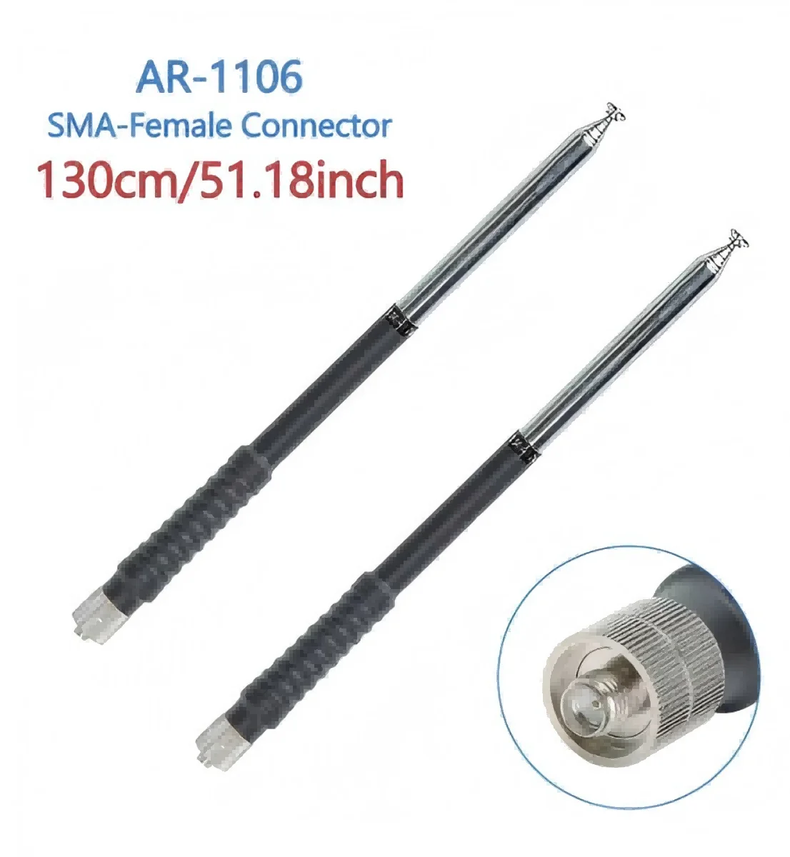 Abbree AR-1106 Antena VHF telescópica SMA hembra/macho walkie talkie - imagen 5