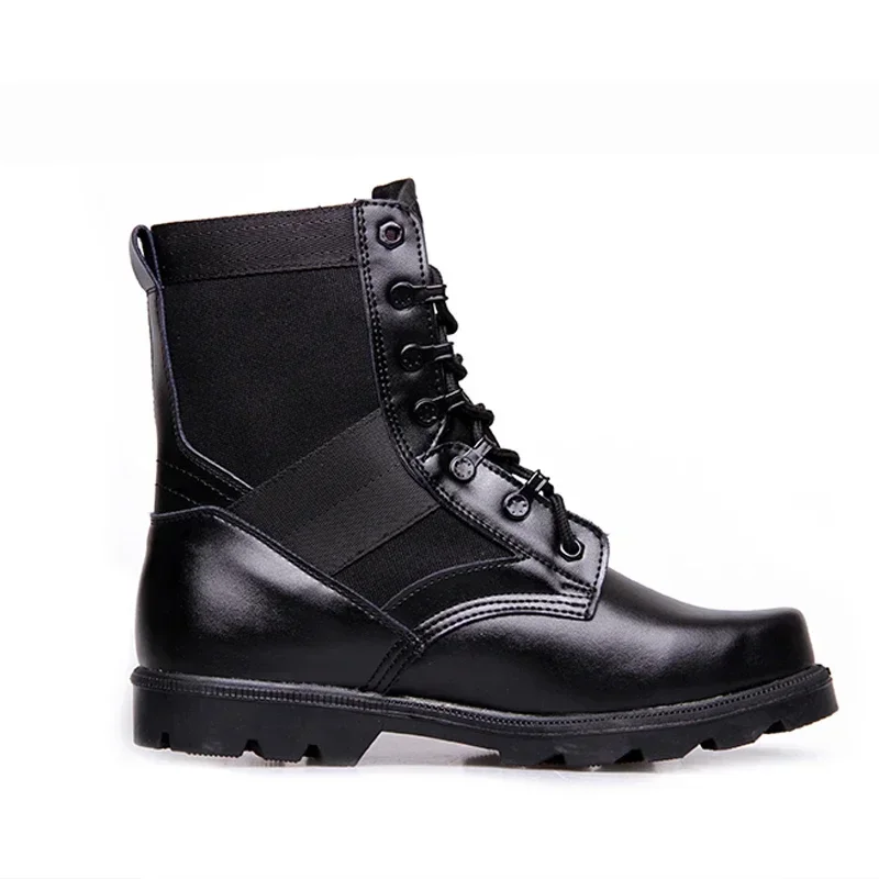 Botas de combate para hombre, botas de combate tácticas negras con punta de acero, zapatos de seguridad para el trabajo para hombre, botas altas de protección laboral con suela de goma - imagen 4