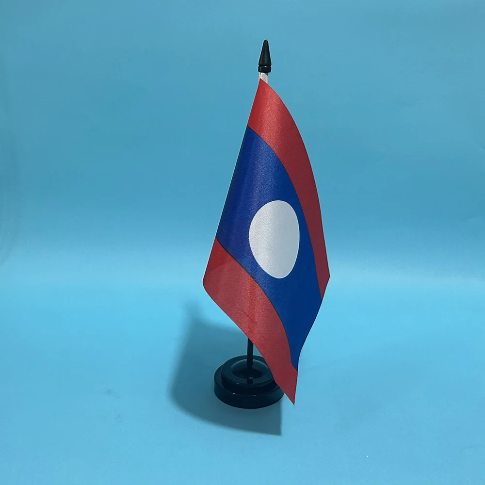 Bandera de escritorio de oficina SKY FLAG, bandera de Laos de 14x21cm, bandera de Laos de poliéster, bandera nacional, bandera de país, adornos de escritorio, banderas - imagen 5