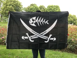 Bandera pirata de poliéster con calavera y espadas, Jack Rackham
