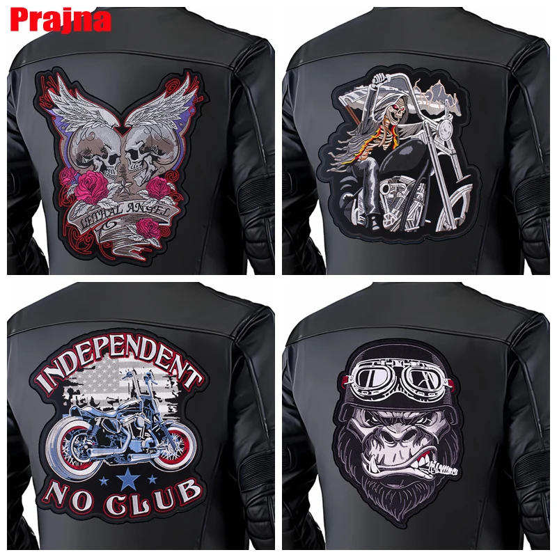 Parches bordados de motocicleta Punk Biker bordados en la espalda grande, parches para planchar para ropa, chaquetas de cuero, insignia para coser Jeans