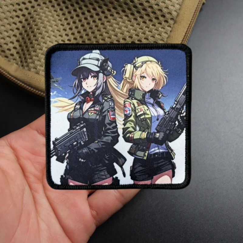 Parche táctico para chica con pistola para ropa, insignia de moral, parches militares, brazalete impreso, gancho, pegatinas para mochila