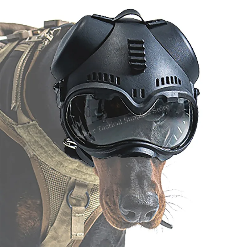 Casco táctico K9 para perros, con gafas para perros grandes, patrulla, perros pastor con protección para los oídos, riel Picatinny extraíble en la parte superior