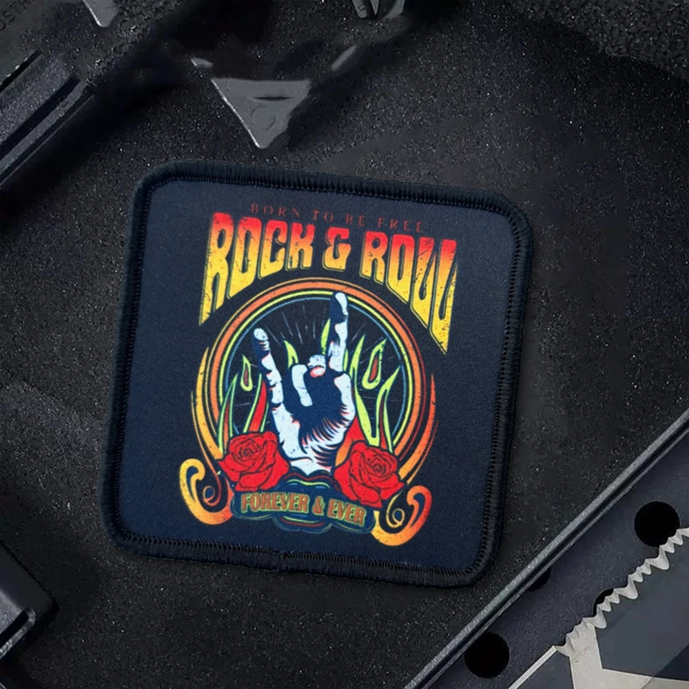 Parche táctico de moral ROCK & Roll, apliques de estilo Rock, parches militares con gancho para accesorios de ropa, pegatinas para mochila - imagen 4
