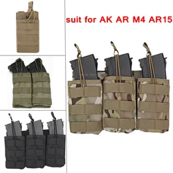 Bolsas tácticas individuales/dobles/Triple Mag Molle tiro caza Airsoft juego de guerra Mag bolsa AK AR M4 AR15 Rifle Mag Case