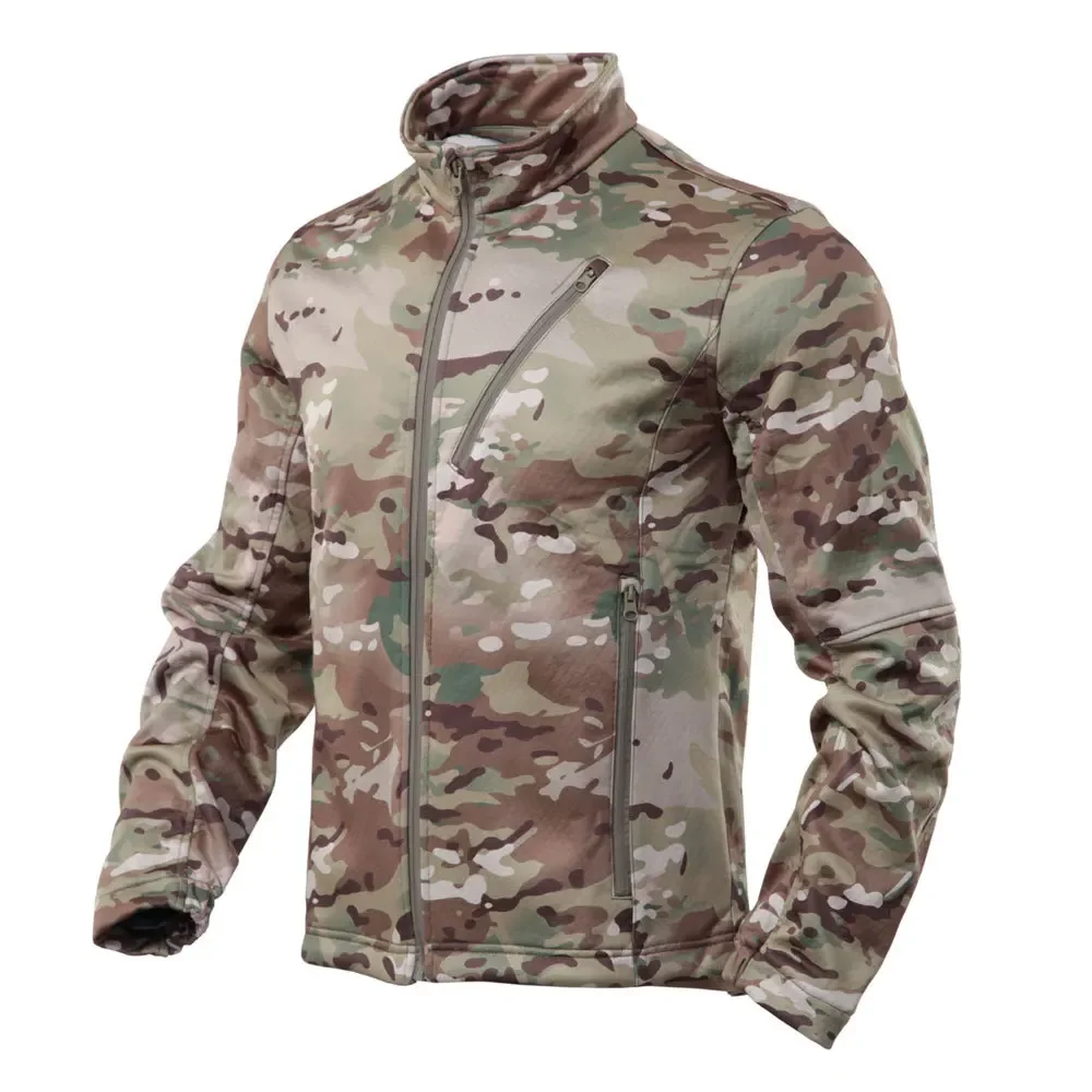 Chaqueta polar táctica para hombre, abrigo de camuflaje de invierno resistente al desgaste de concha suave, cortavientos para ciclismo de montaña Airsoft - imagen 2