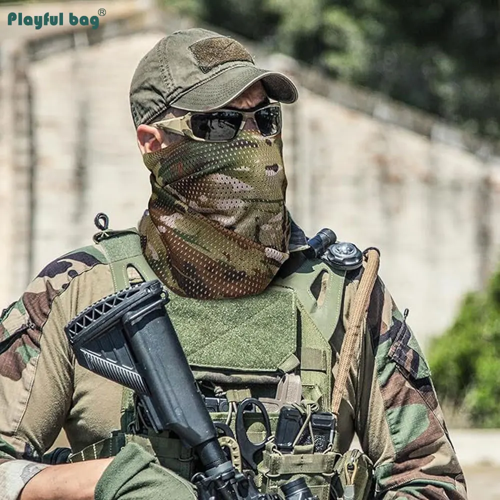 Tatticas de caza bufanda de malla de camuflaje transpirable 150x60CM bufanda de estilo táctico a prueba de viento al aire libre NA82 - imagen 2