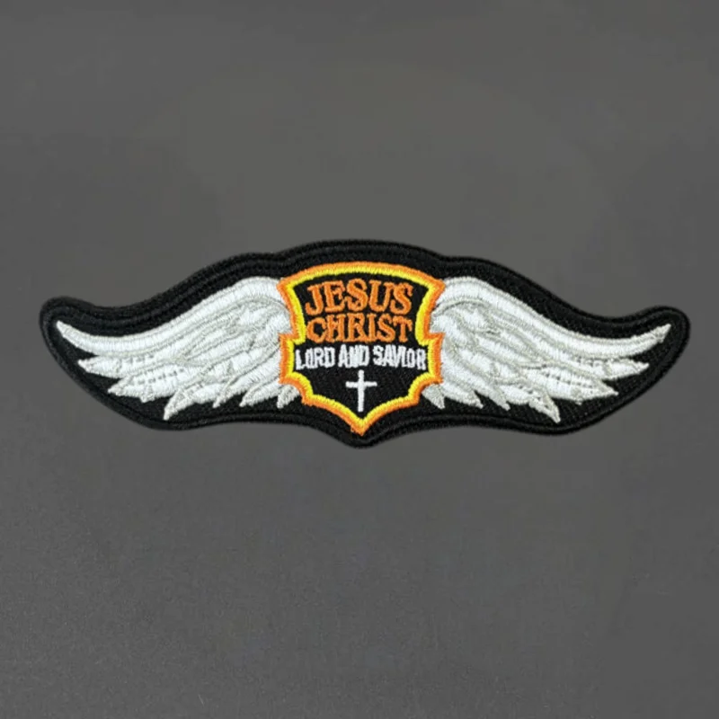 Parche bordado de alas de Jesús, Dios cristiano, chaleco táctico, insignia de moral con gancho y bucle, pegatinas para mochila, parches para brazalete para ropa - imagen 2