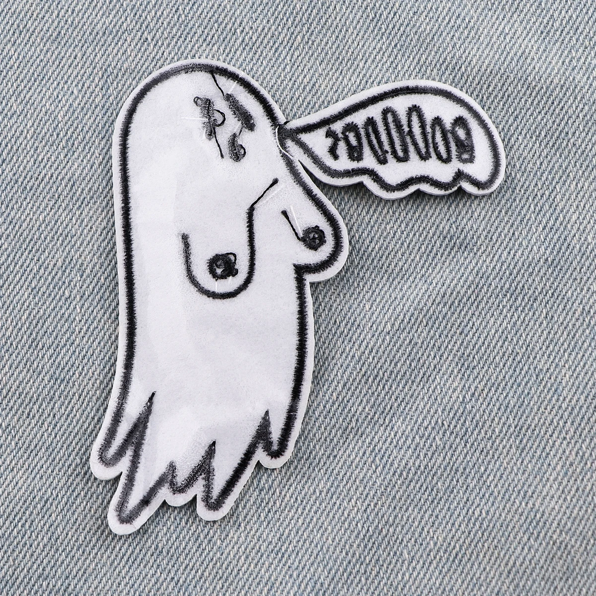 Parche bordado de fantasma blanco de Halloween, parche de dibujos animados, parches para planchar para ropa, parches para ropa, pantalones vaqueros, pegatinas para coser - imagen 4