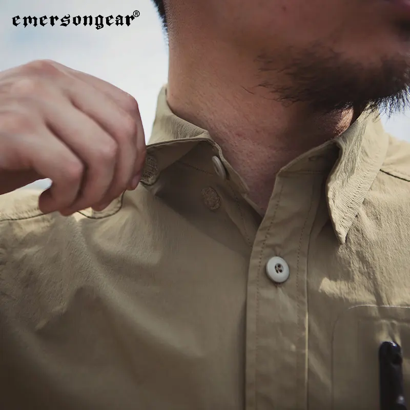 Emersongear-Camiseta Tac de Triple tecnología con etiqueta azul, camisas de manga larga para hombre, camiseta para ir al trabajo, pesca al aire libre, caza, senderismo, nailon KH - imagen 5