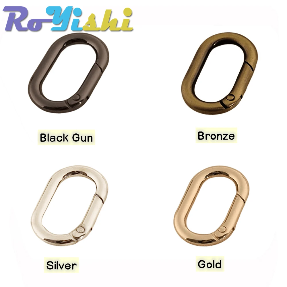 Anillo ovalado de Primavera que se puede abrir para bolso de cuero, hebilla de correa de bolso, llavero de conexión, colgante, cadena de perro, mosquetón de cierre a presión, 5 uds. - imagen 4