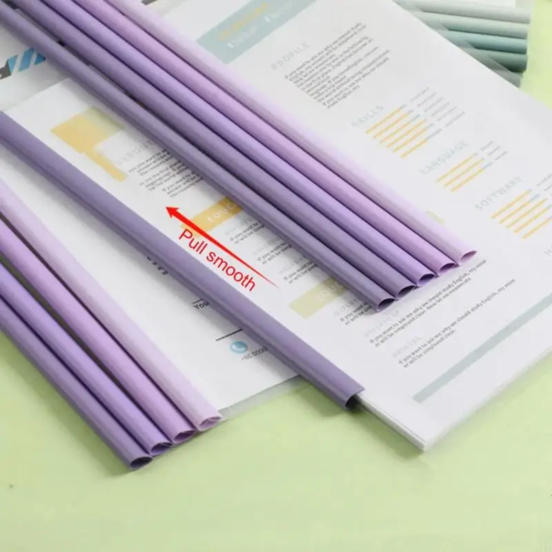 10 piezas 60 hojos Capacidad Protector papel carpeta plástico con barra deslizante, carpetas informes despejadas - imagen 4