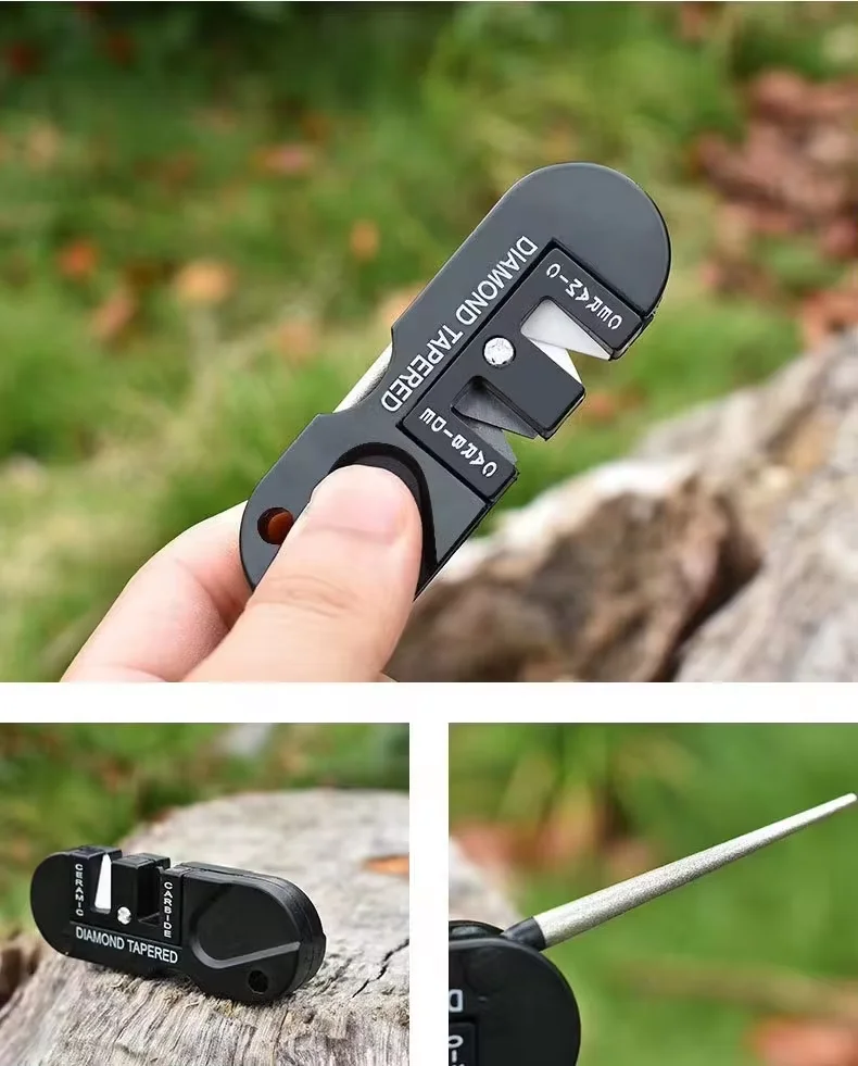 Afilador de herramientas de diamante, equipo de campamento, afilado de cerámica de tungsteno, gancho de pescado, cuchillo de carburo de bolsillo, piedra de afilar, herramientas portátiles para exteriores - imagen 3