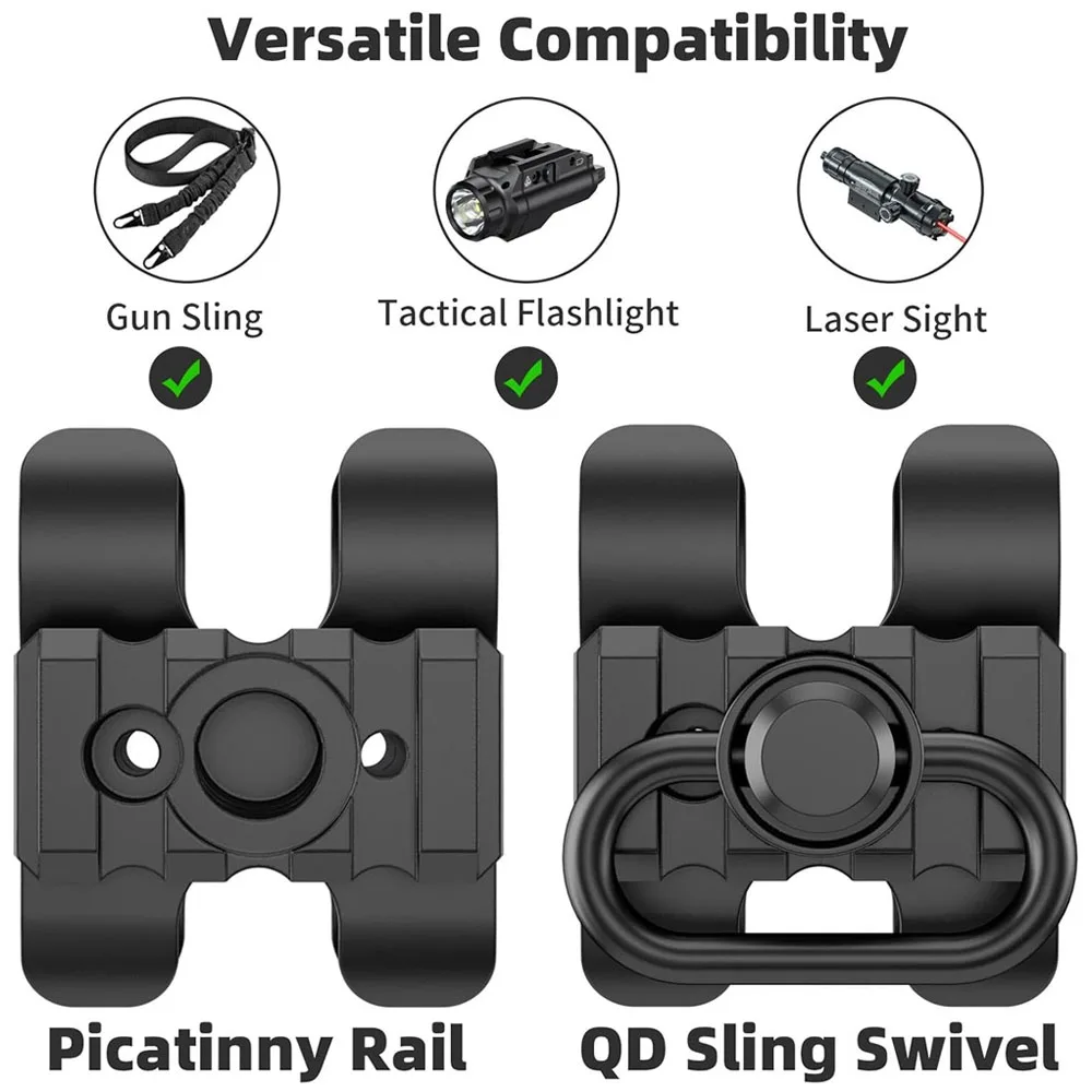 Soporte de abrazadera de barril táctico, soporte de alcance para linterna con eslinga QD, abrazadera de tubo de riel Picatinny giratoria, soporte láser para linterna - imagen 4
