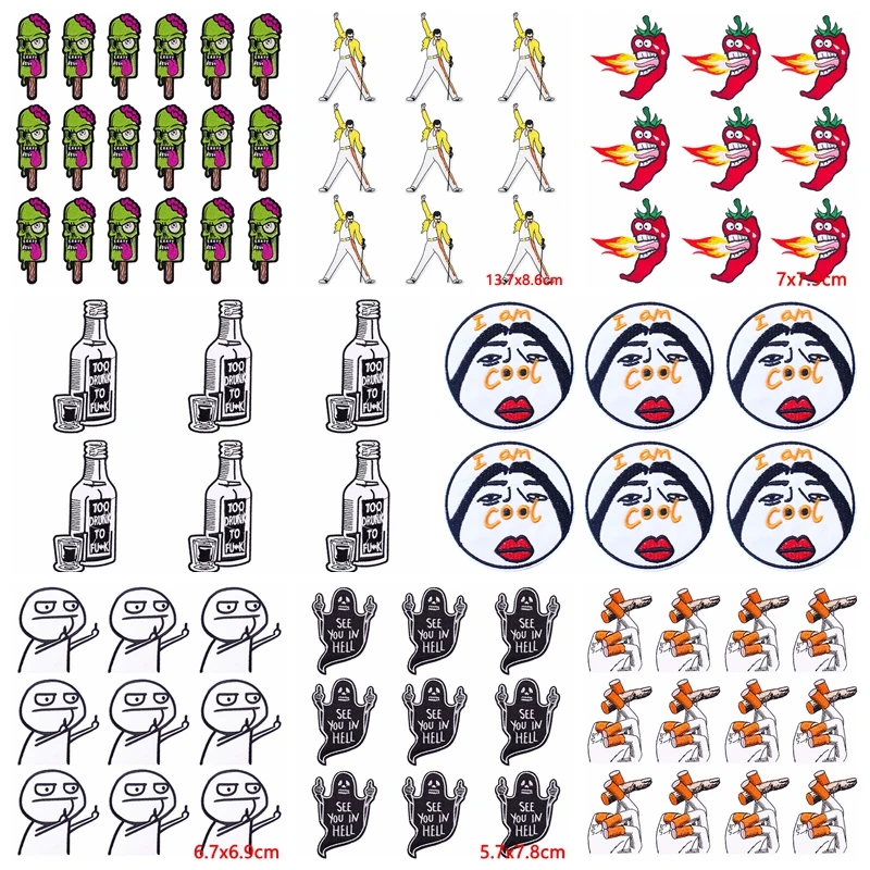 Parche Hippie bordado para planchar, pegatinas para ropa, rayas divertidas, insignias para mochila, 10 unidades por lote