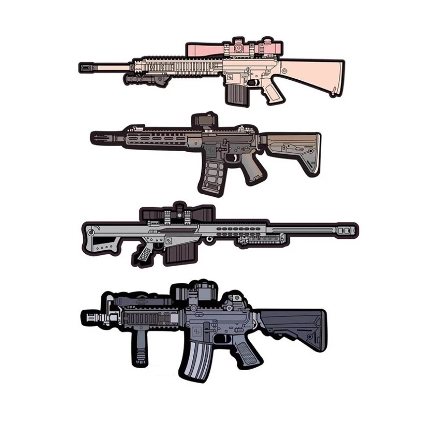 Parches para Rifle armado de PVC 3D, pistola de asalto de francotirador, brazalete de carbono, insignia táctica de habilidad Barrett para bolsa de ropa, versión Q SR25 M416