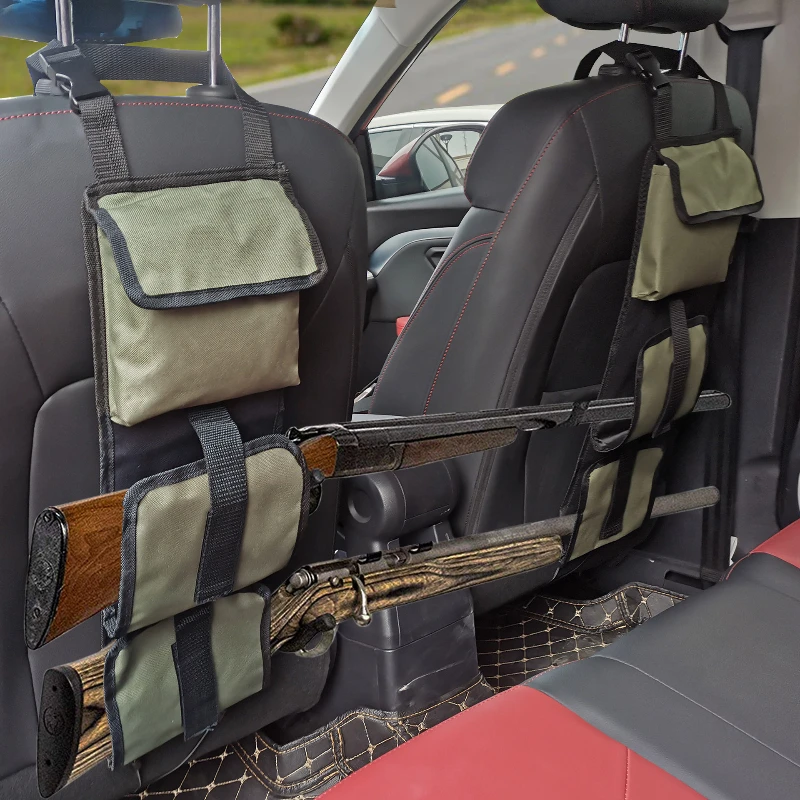 Soporte para escopeta y Rifle de coche, funda para eslinga, almacenamiento Interior para camioneta con bolsillos, organizador para asiento trasero de vehículo - imagen 2