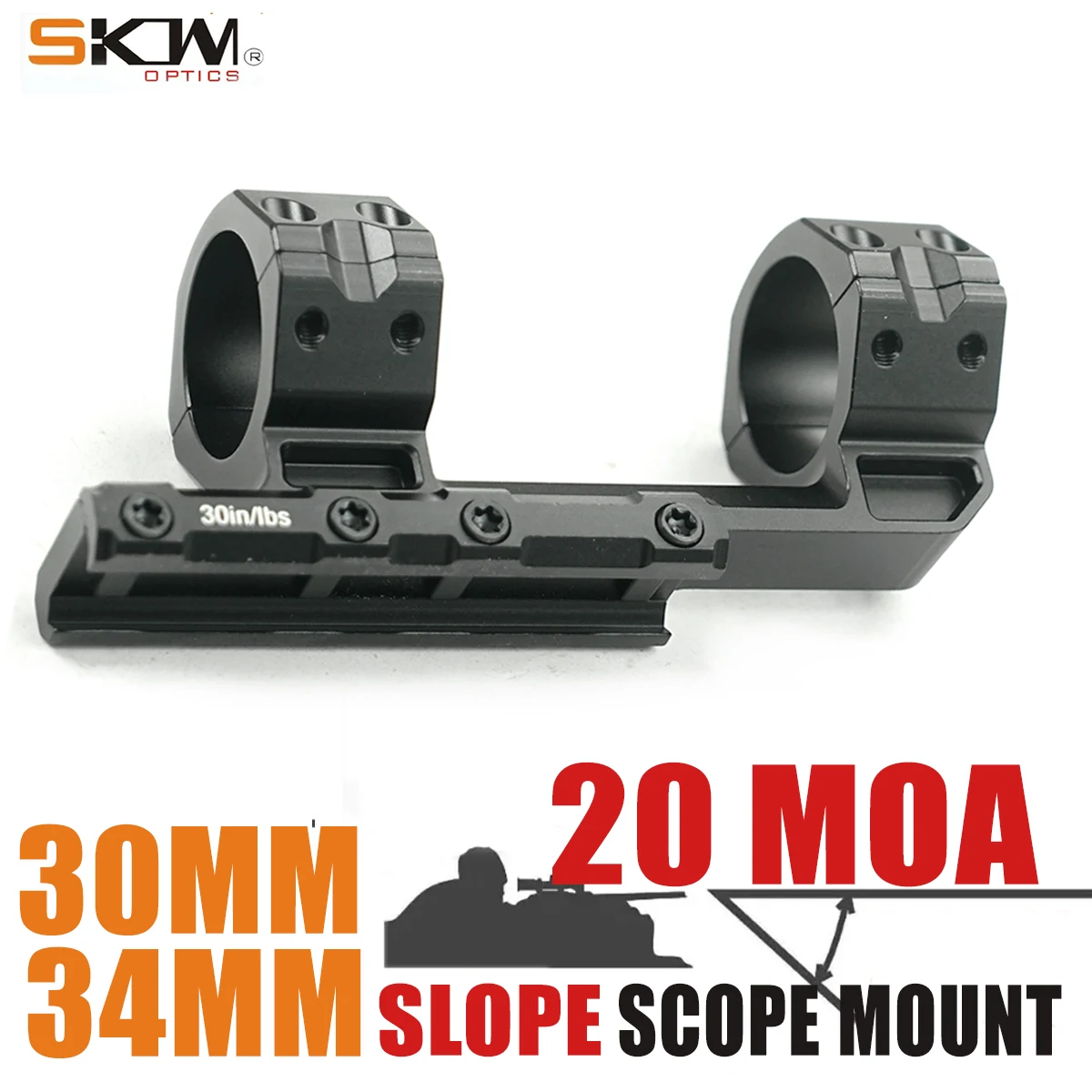 SKWoptics AR15 Anillos de alcance de montaje en pendiente para alcance óptico, rieles Picatinny, 34 mm, 30 mm; 1913, - imagen 3