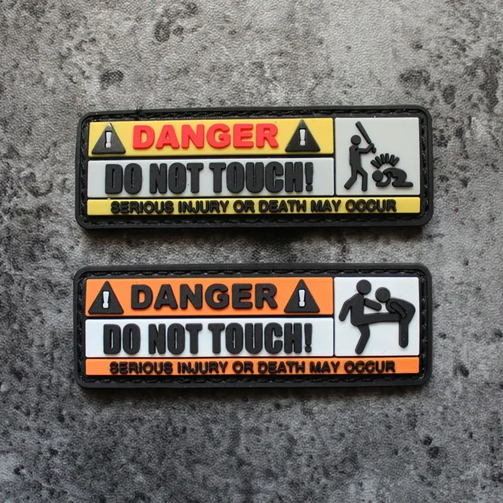 Parches de gancho y bucle de PVC 3D, insignia de moral táctica de advertencia no táctil en pegatina para mochila, emblema de aplique de parche militar - imagen 2