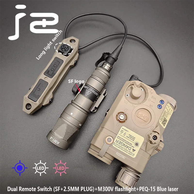 Láser táctico PEQ15, luz IR de punto rojo, azul, verde, con luz LED de explorador estroboscópica M600V M300V y interruptor de enchufe doble constante SF/2,5 - imagen 4