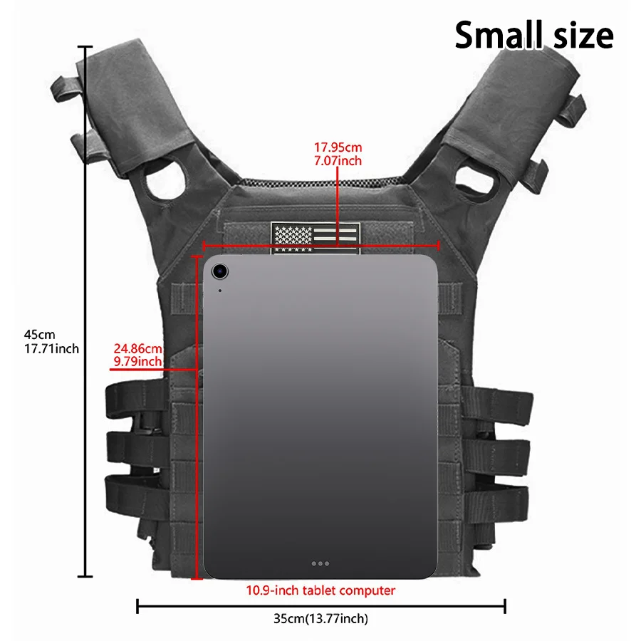 Chaleco de adiestramiento al aire libre MOLLE (incluido el emblema de la bandera de EE. UU.) con expansión conveniente, chaleco JPC ligero y multifuncional - imagen 3