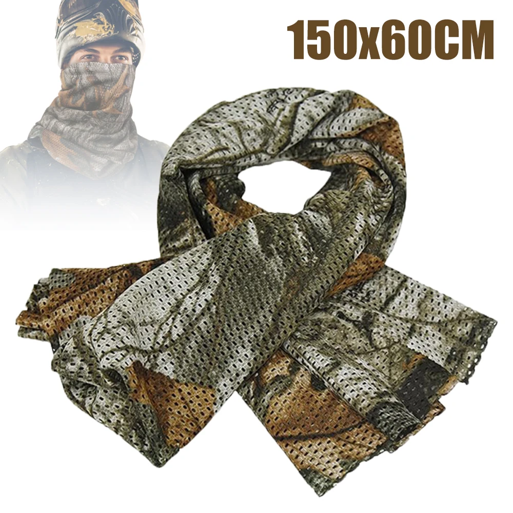 Bufanda táctica de malla de camuflaje para el cuello, red de camuflaje transpirable, velo para la cara de francotirador, bufandas para juego de guerra, deportes, caza, tiro, Camping