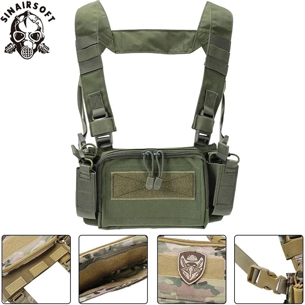 SINAIRSOFT-Microcha táctica D3CR para el pecho, con bolsa para revistas de 5,56, 7,62, 9mm, juego de guerra de caza, accesorios para chaleco D3CRM