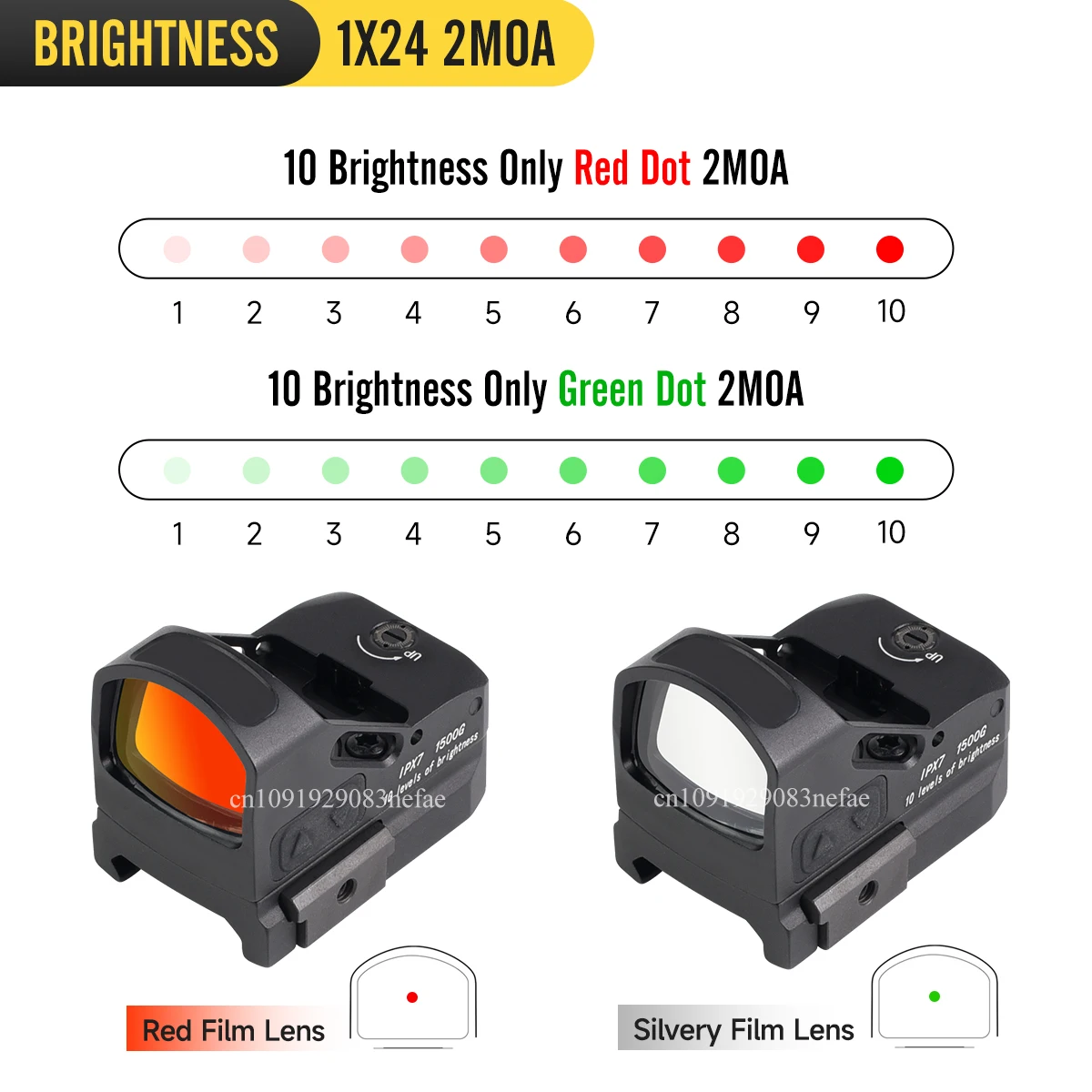 Mira táctica HOW * E 2 MOA, 1x24mm, punto rojo, huella RM, iluminación roja/verde con movimiento despierto para mira telescópica de Rifle de carril Picatinny - imagen 4