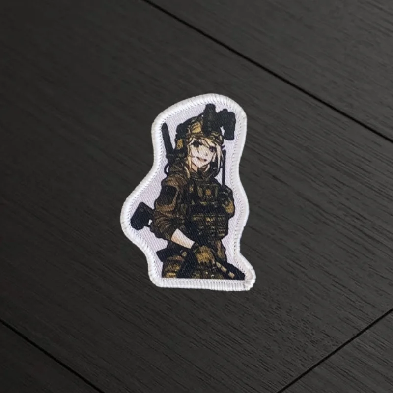Parche de Chica de Anime, insignia de moral táctica, estampado de primera línea, gancho y bucle, mochila, accesorios de decoración de ropa, brazalete adhesivo - imagen 4