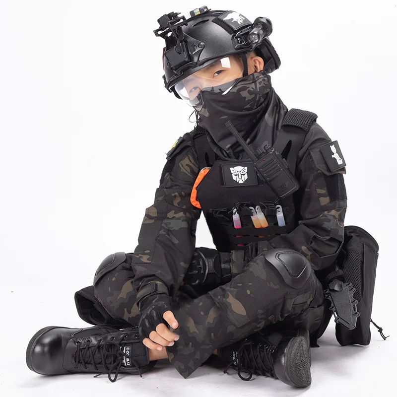 Traje de rana transpirable de camuflaje para niños y niñas, traje BDU para exteriores, vestido familiar de campo CS, campamento de verano - imagen 3