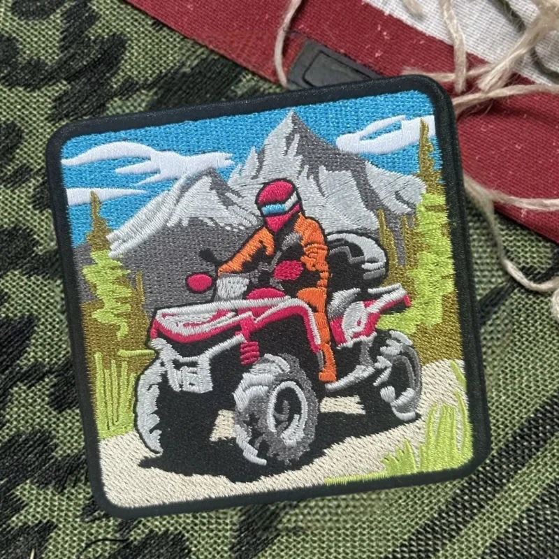 Parche bordado para bicicleta de playa todoterreno de montaña, insignia táctica con gancho y bucle, pegatina decorativa para mochila, parches para brazalete para ropa - imagen 4