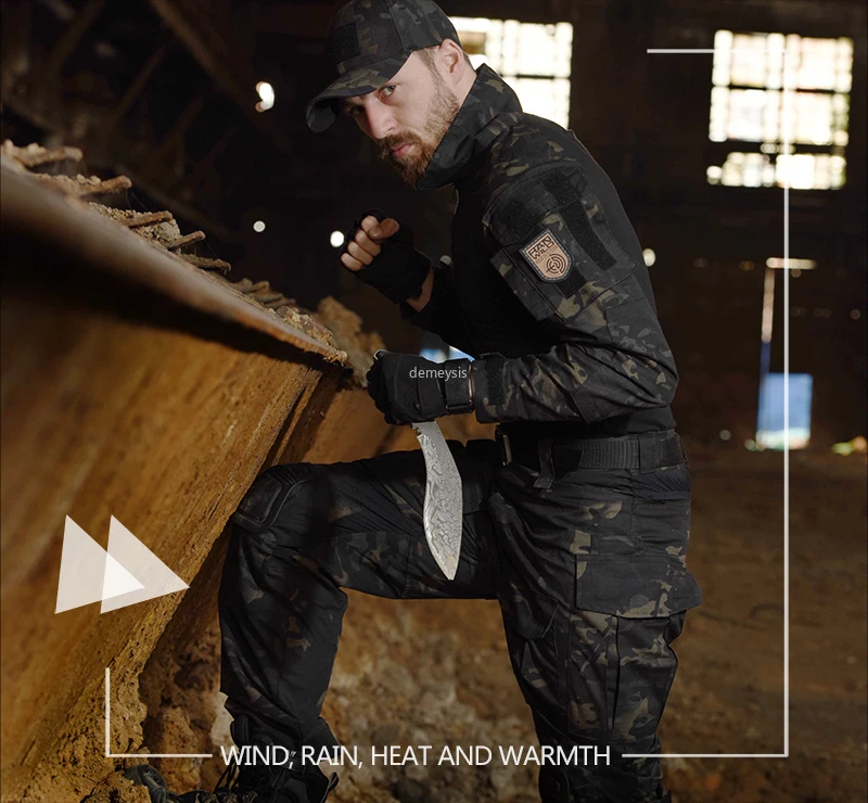 Uniforme táctico militar del ejército, trajes de combate, camisas de camuflaje, pantalones de carga, coderas, rodilleras, Airsoft, Paintball, ropa de caza - imagen 4