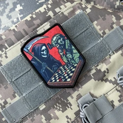 Juego con The Grim Reaper, insignia de moral táctica, parches, soldado del ejército militar, gancho y bucle impreso, pegatina para mochila para ropa