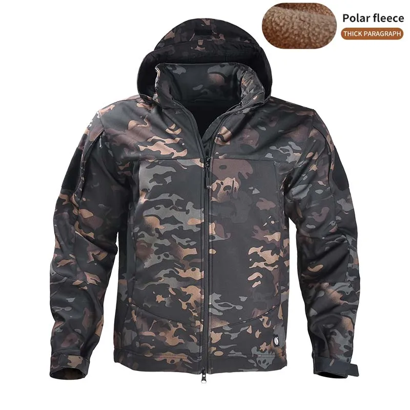Chaqueta ligera para acampar, abrigo polar de combate Airsoft, chaquetas tácticas, ropa para hombre, cortavientos térmico transpirable de camuflaje - imagen 2