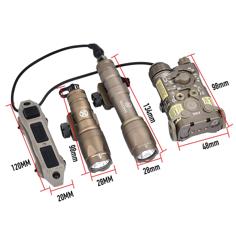 WADSN-Mini linterna LED de Metal NGAL, luz roja, verde, azul, puntería de punto, M300, M300A, luz blanca, luz de explorador de caza, ajuste de riel de 20MM - imagen 4