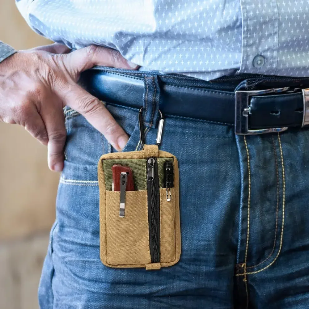 Mini bolsa de utilidad EDC portátil para exteriores, monedero pequeño táctico, bolsa de almacenamiento con múltiples bolsillos
