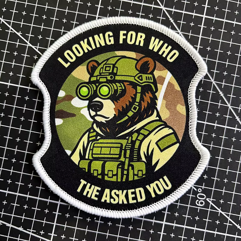Parche táctico de oso soldado – insignia moral con velcro - imagen 4