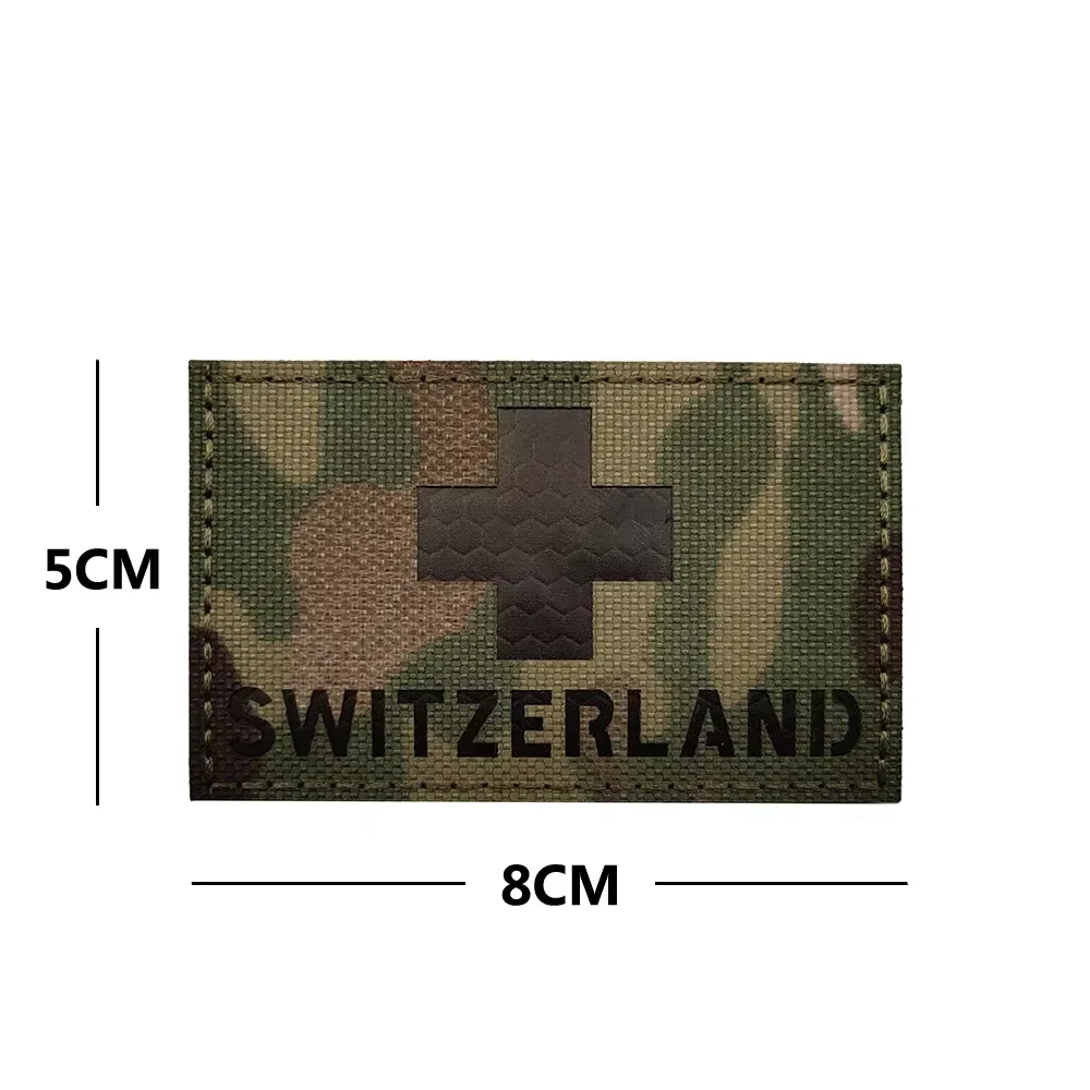 Parches de Velcro bordados con bandera suiza para ropa, insignia militar de calavera suiza, brazalete táctico, emblema de casco, apliques - imagen 5