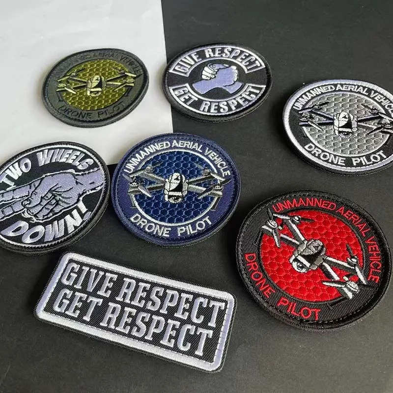 Parches bordados con emblema de parche táctico de piloto de Dron, insignias de moral con apliques de tela para mochila, brazalete - imagen 4